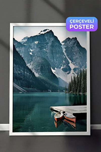 Postifull Kanui na jezeru, slika u ramu, beli okvir i poster, serija zidnih s...