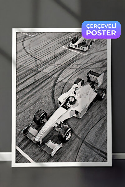 Postifull Slika uokvirena trkačkim automobilom, beli okvir i poster, vertikal...