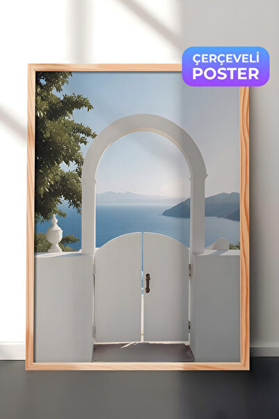 Postifull Mediteranski portal, uokvirena slika, vertikalna zidna slika, serij...