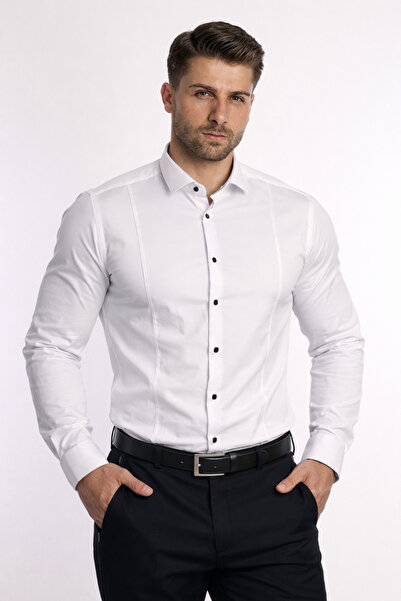 COLVIS MAN Ανδρικό πουκάμισο Slim Fit με μακριά μανίκια, από σατέν λύκρα και ...
