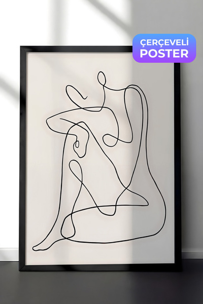 Postifull Siyah Çerçeveli Tablo, Poster ve Çerçeve Seti, One Line Art No 2 Co...