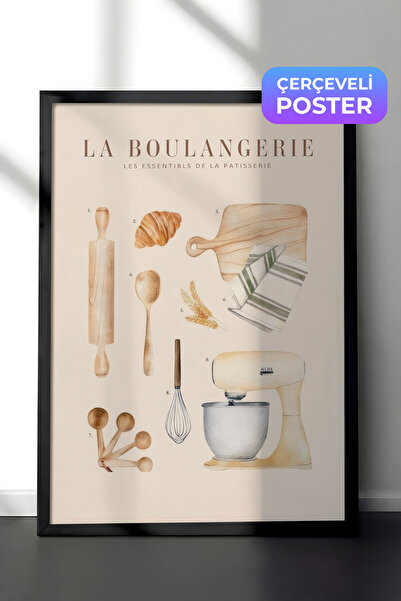Postifull La Boulangerie No2 Çerçeveli Tablo, Siyah Çerçeve ve Poster, Duvar ...
