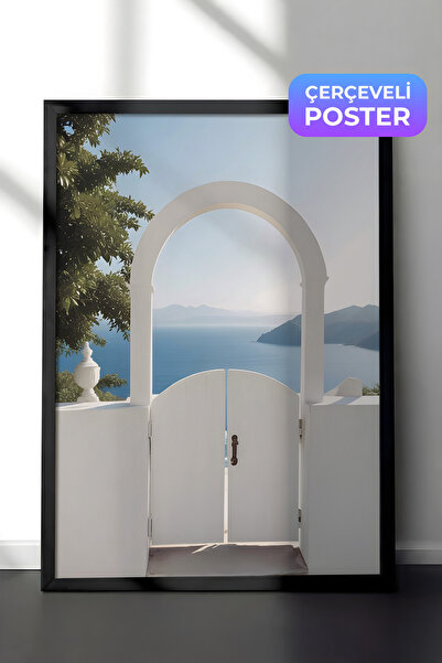 Postifull Mediteranski portal, uokvirena slika, vertikalna zidna slika, serij...