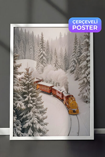 Postifull Holiday Train Poster, Yılbaşı Duvar Posteri, Dikey Duvar Tablosu Co...