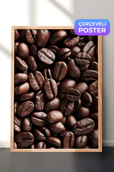 Postifull Slika u ramu sa zrncima kafe, drveni okvir i poster, vertikalna zid...