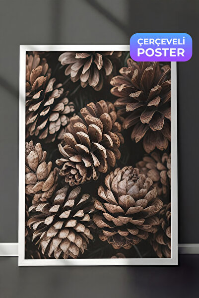 Postifull Slika u ramu sa šišarkama, beli okvir i poster, vertikalna zidna sl...