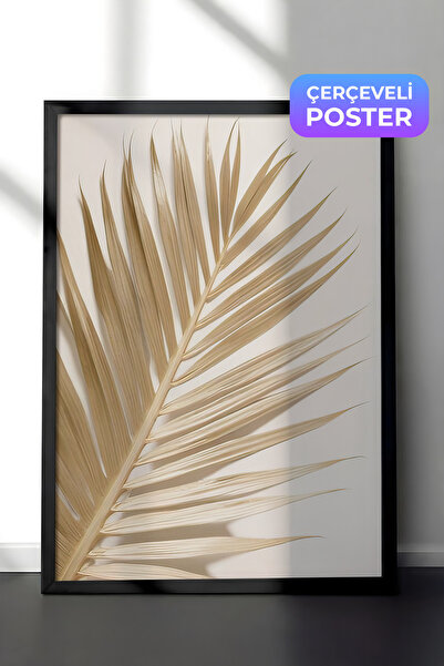 Postifull Gold Palm Çerçeveli Tablo, Siyah Çerçeve ve Poster, Dikey Duvar Tab...