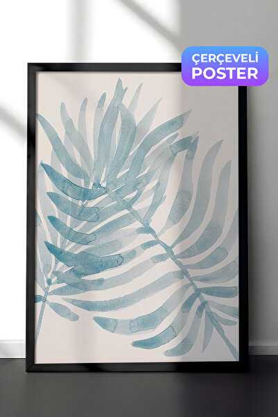 Postifull Slika u akvarelu s lišćem u ramu, crni okvir i poster, zidna slika ...