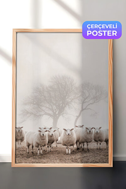 Postifull Slika u ramu sa jatoj ovaca, drveni okvir i poster, zidna slika ser...