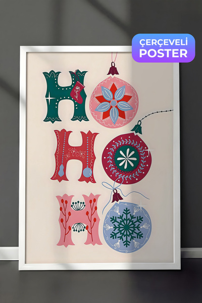 Postifull Slika u belom okviru, uokviren novogodišnji poster, novogodišnja de...