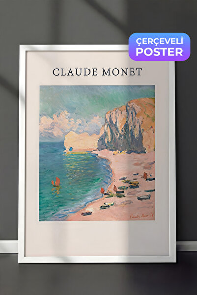 Postifull Slika u belom okviru, Monet - Plaža i Falaise d'Amont, serija Comfo...