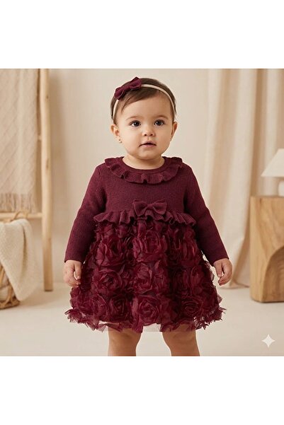 Nipperland Baby Girl Knitwear Dress Birthday Dress Special Day 3 Sizes Flower...
