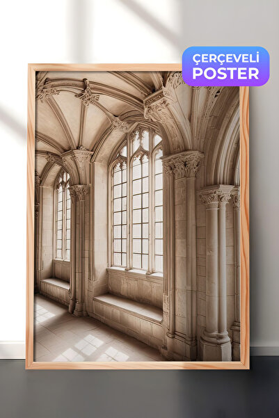 Postifull Slika uokvirena sunčanim svetlom dvorca, drveni okvir i poster, ser...