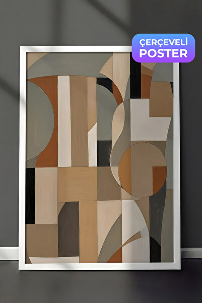 Postifull Slika u belom okviru, zidna slika, oslikani oblici No1 Comfort seri...