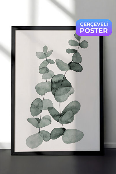 Postifull Eucalyptus No2  Çerçeveli Tablo, Siyah Çerçeve ve Poster, Duvar Tab...