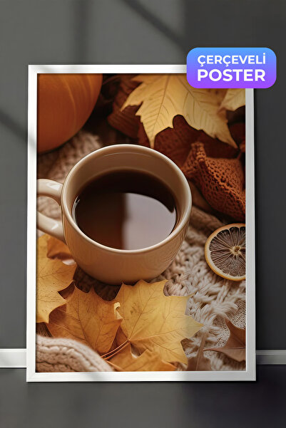 Postifull Jesenski čaj u uokvirenoj slici, beli okvir i poster, vertikalna zi...