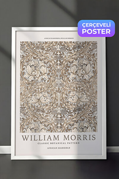 Postifull Beyaz Çerçeveli Tablo, William Morris - African Marigold Comfort Se...