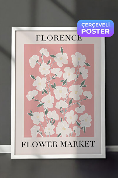 Postifull Slika u ramu sa pijacom cveća, beli okvir i poster, vertikalna zidn...