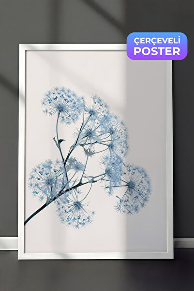 Postifull Slika uokvirena plavim maslačkom, beli okvir i poster, zidna slika ...