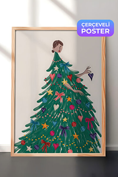 Postifull Slika u drvenom okviru, uokviren novogodišnji poster, haljina za pr...