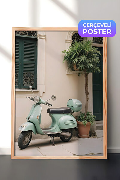 Postifull Italija Vespa ukrasna slika, drveni okvir i poster, vertikalna zidn...
