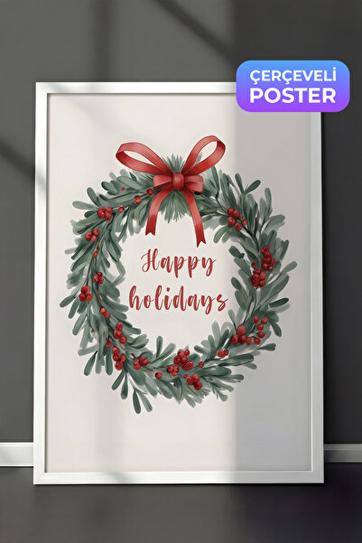 Postifull Srećni praznici, uokvirena slika, beli okvir i poster, zidna slika ...
