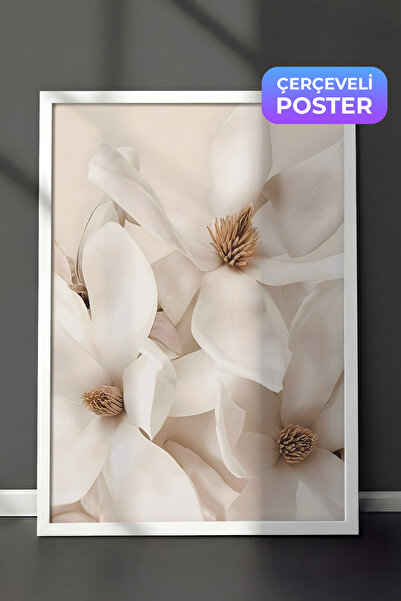 Postifull Flowering Magnolia Çerçeveli Tablo, Beyaz Çerçeve ve Poster, Duvar ...