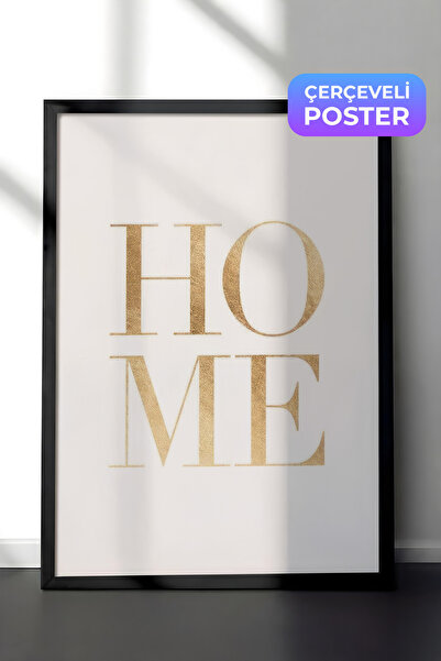 Postifull Zlatna kućna slika u ramu, crni okvir i poster, vertikalna zidna sl...