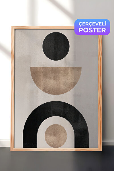 Postifull Berlin Shapes No1 Çerçeveli Tablo, Ahşap Çerçeve ve Poster, Duvar T...