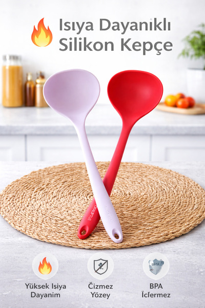 Single (2 Pieces) Hard Tip Heat Resistant Fireproof Non-Stick Silicone 28 cm ...