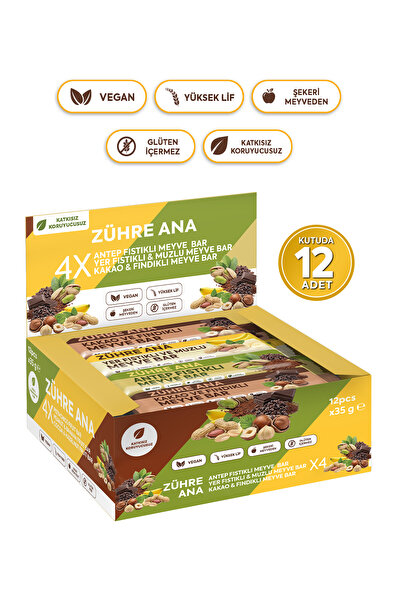 Zühre Ana Fruit Bar Trial Pack 35 g X 12 Pieces 3 Types