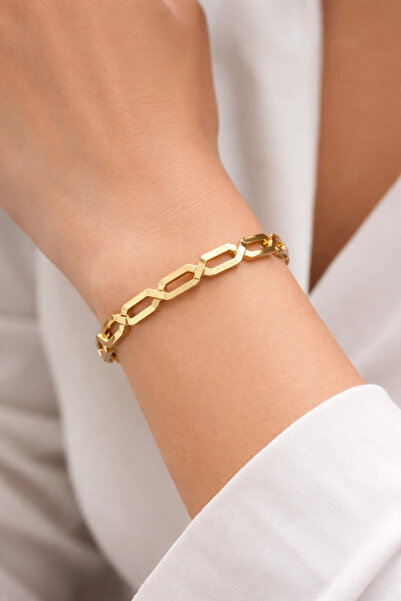 Yush aksesuar Düz Örgü Model Çelik Kelepçe Bileklik