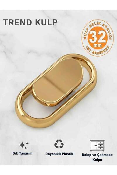 İMT AKSESUAR Lüks Trend Kulp Altın (32 mm) Mobiya Yatak Odası Tv ünitesi Kons...