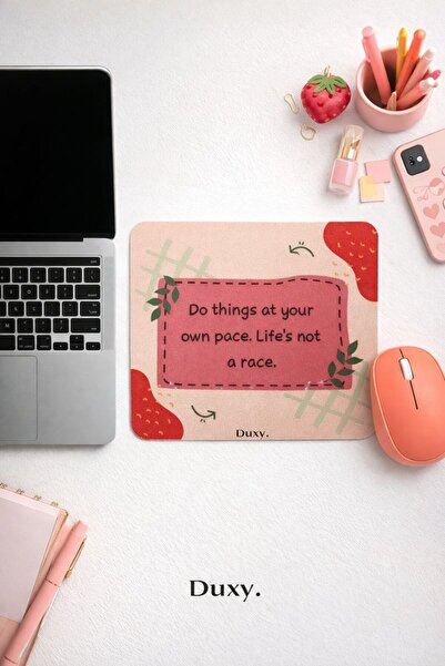 Duxy Motto Yazılı Mouse Pad, 23x19 cm, Kaymaz Taban, Ev, Ofis ve Oyun için Ra...