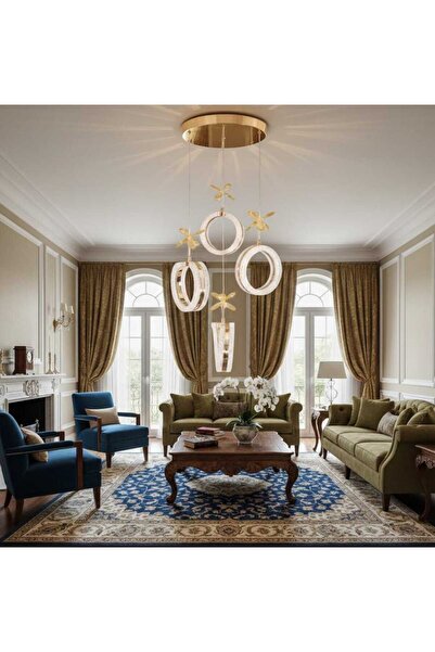 Marsel Lighting ALYA Model 4’lü Gold 3 Renk Modu Ledli Kristal Taşlı