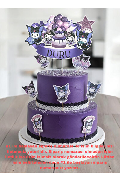 Sinem Gift Kuromi Pasta Süsü - Kuromili Pasta Süsü - Kuromi Konseptli Süs - K...