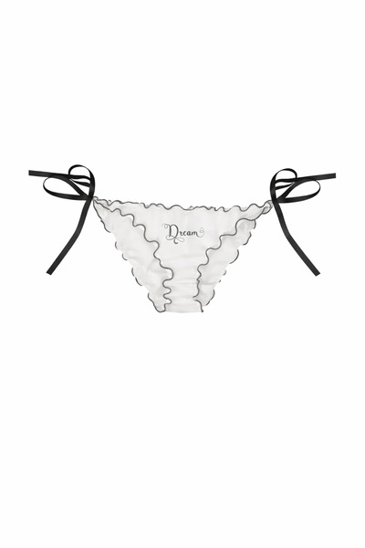 Dream سروال بيكيني أبيض مكشكش برباط |   رباط جانبي قابل للتعديل |   قطعة واحدة