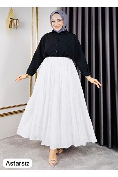 Genel Markalar SFG-Kadın %100 viskon Astarsız Bel Lastikli ve Kırışık Detaylı...