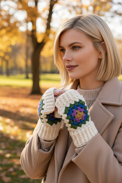 Örgü Sanatı DilekÇak El Örgüsü Parmaksız Eldiven, Motif Eldiven, Parmaksız Mo...