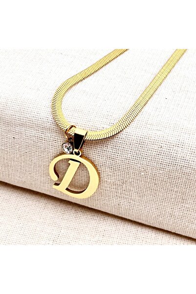 Siya Silver Kararmaz Çelik Zirkon Taşlı İtalyan Zincirli Harfli Kolye