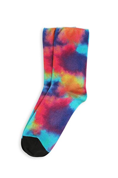 Bolero Kadın Roll Top Lastiksiz Batik Desen Canlı Renkler