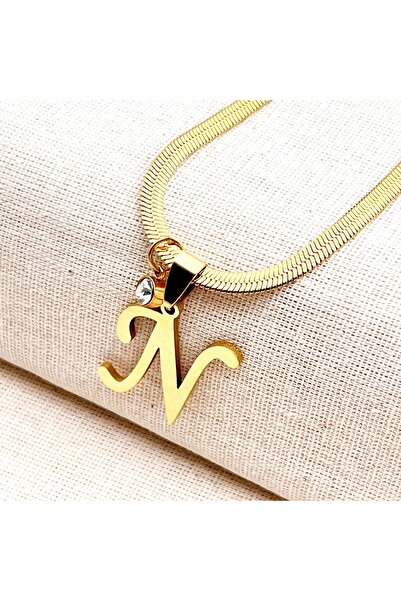 Siya Silver Kararmaz Çelik Zirkon Taşlı İtalyan Zincirli Harfli Kolye