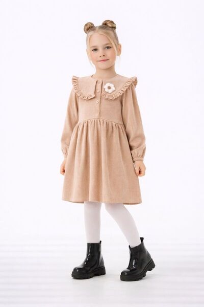 RAPAPA Детска рокля с дълъг ръкав и набрана яка - 1571-v