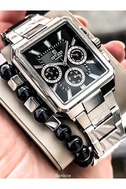 Reward Fonksiyonları AktifGümüş Siyah Renk Özel Kilit Sistemli Erkek Kol Saat...