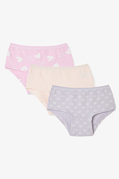 Penti Girl's Heart Patterned Regular Waist 3-Piece Hipster Panties