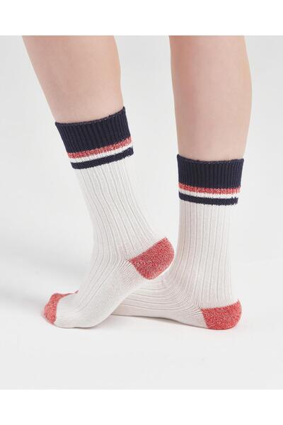 Bolero Kadın Fitilli Kışlık Çorap Ekru