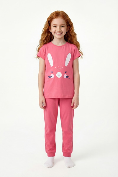 Penti Pink Girl's Cute Rabbit 2-Piece Pajama Set
