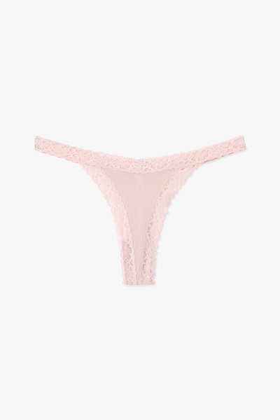 Penti Chiloți tanga din bumbac confortabil Dusty Rose