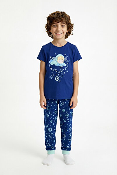Penti Navy Blue Boys' Cosmic Nap 2-Piece Pajama Set