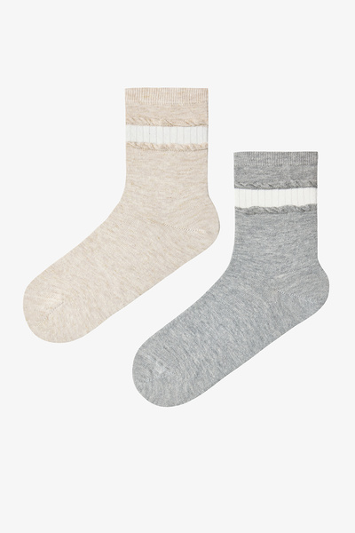 Penti Beige Melange Shiny Twist 2-Piece Socks